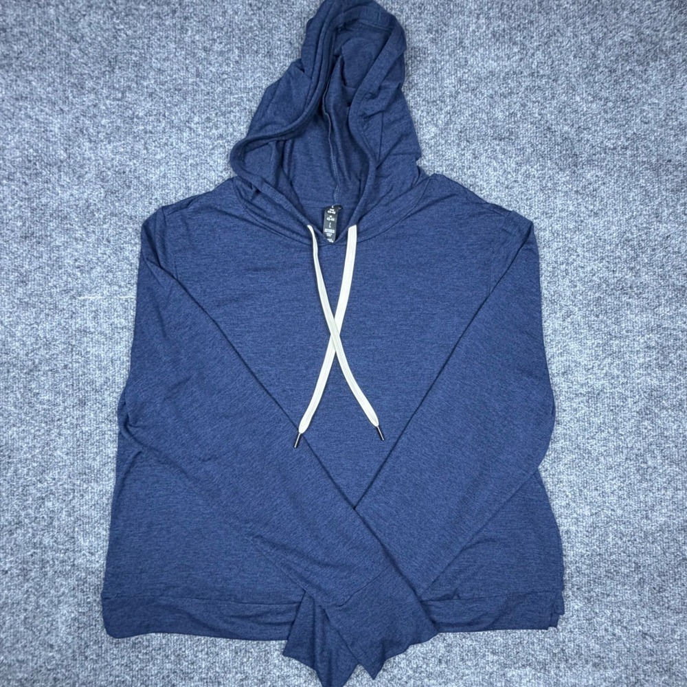 Zobha Womens Blue Heathered Long‎ Sleeve Pullover Hoodie Sweatshirt Size Large